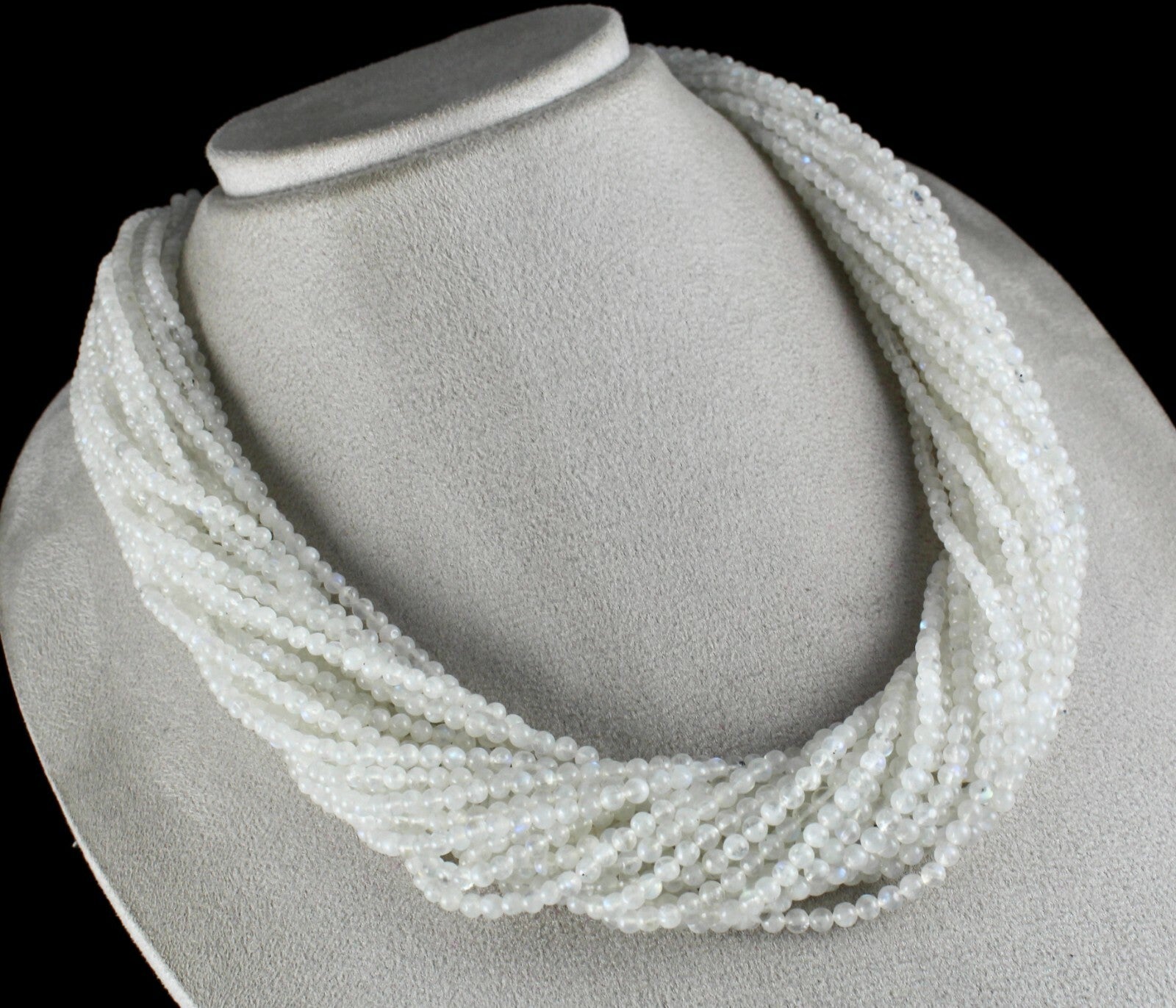 Rainbow Moonstone Beaded Necklace 1263 Ct Natural Gemstone 25 String Fashion