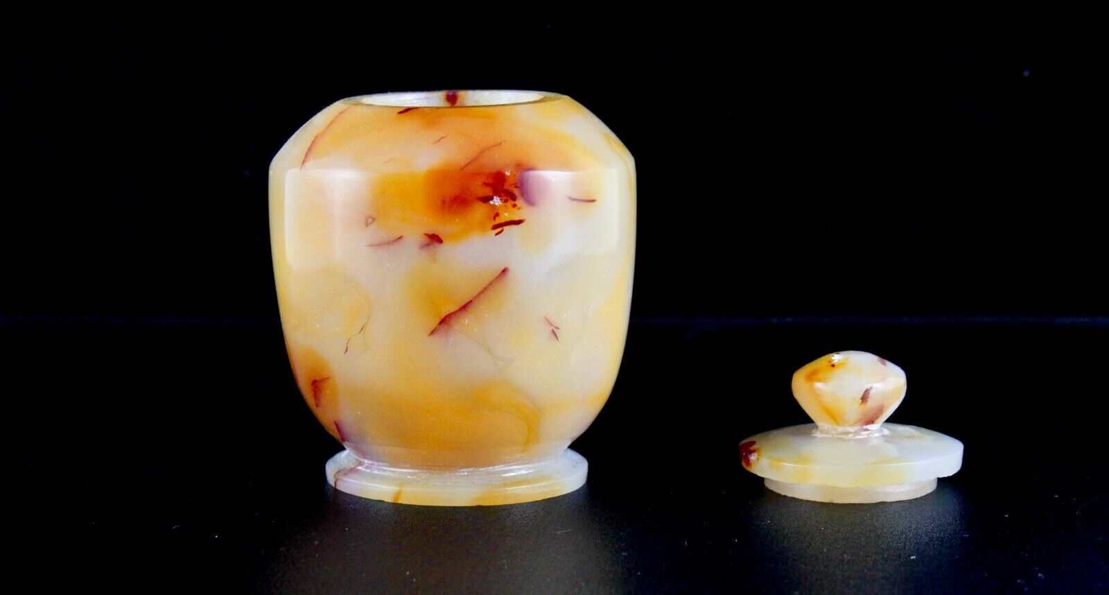 HAND CRAFTED 4" NATURAL CHALCEDONY 1612 CTS GEMSTONE CARVED POT FOR HOME DECOR