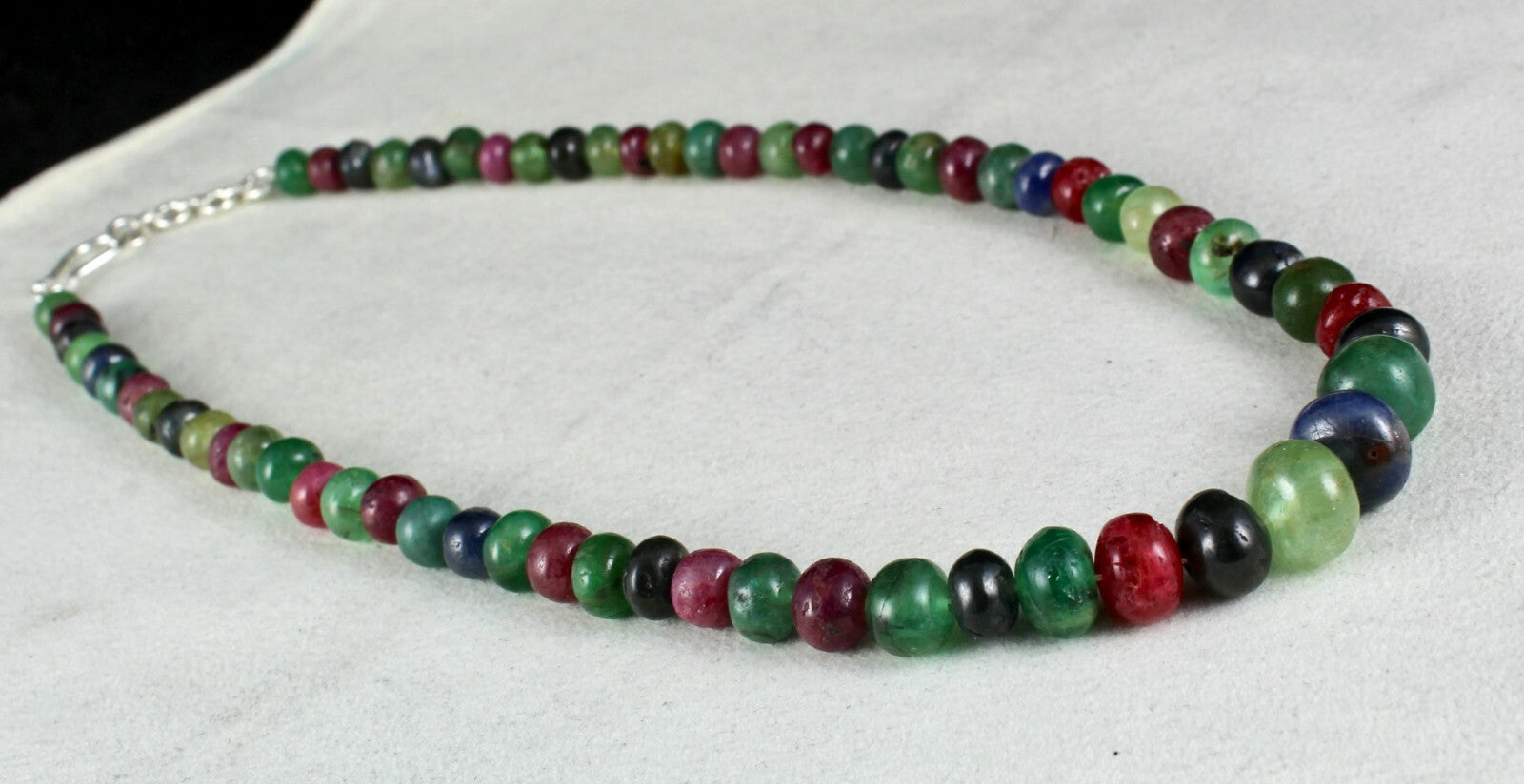 Certified Natural Emerald Ruby Sapphire 327ct Sterling Silver Necklace For Women