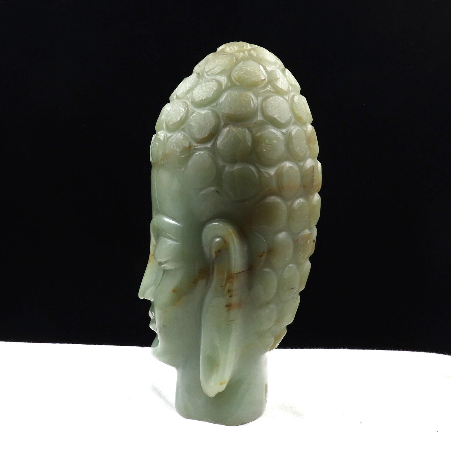 Natural White Jade Buddha Head 7 In 8585 Ct Gemstone Statue For Home Decor