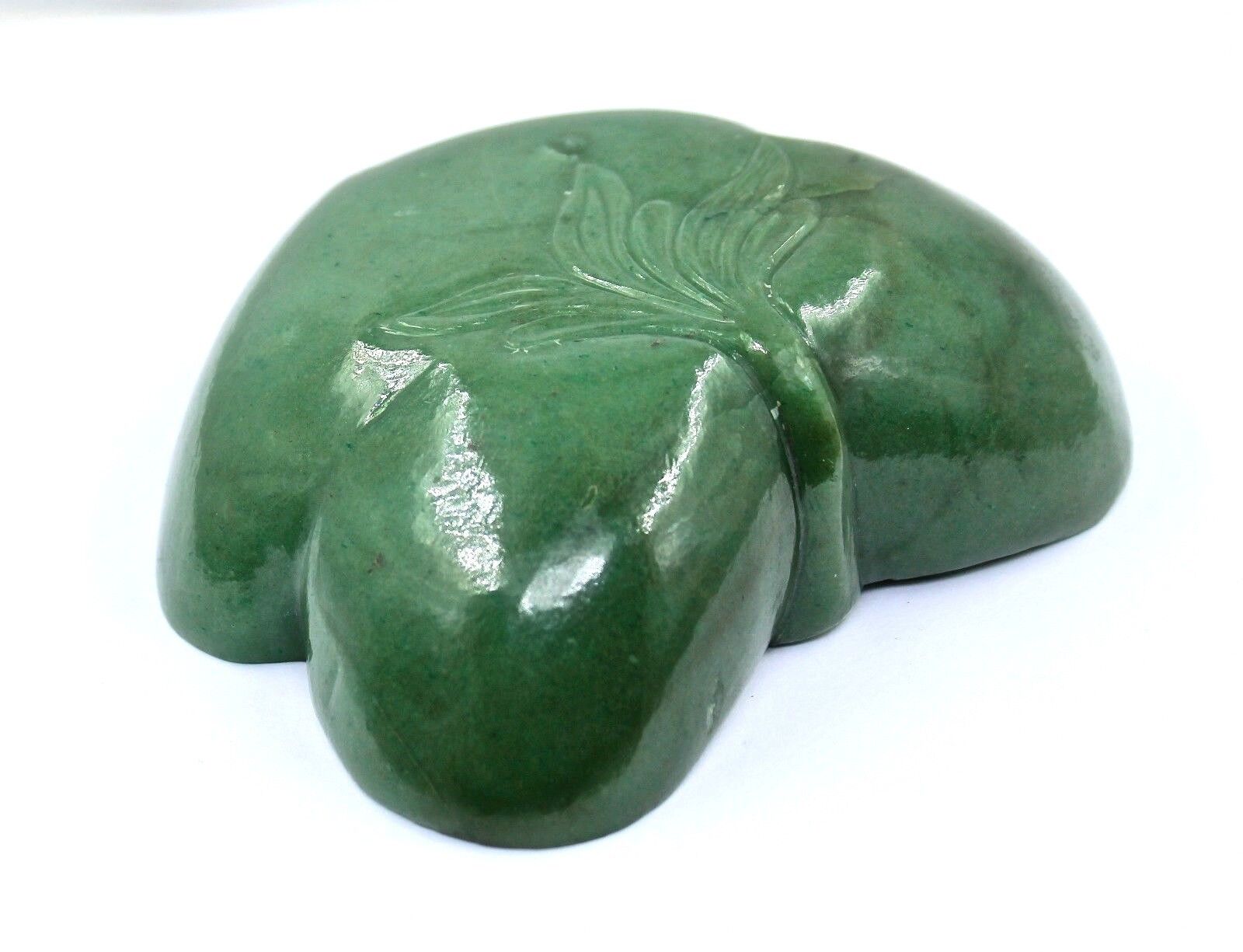 NATURAL GREEN JADE 1135 CARATS CARVED LEAVES BOWL FOR HOME DECOR