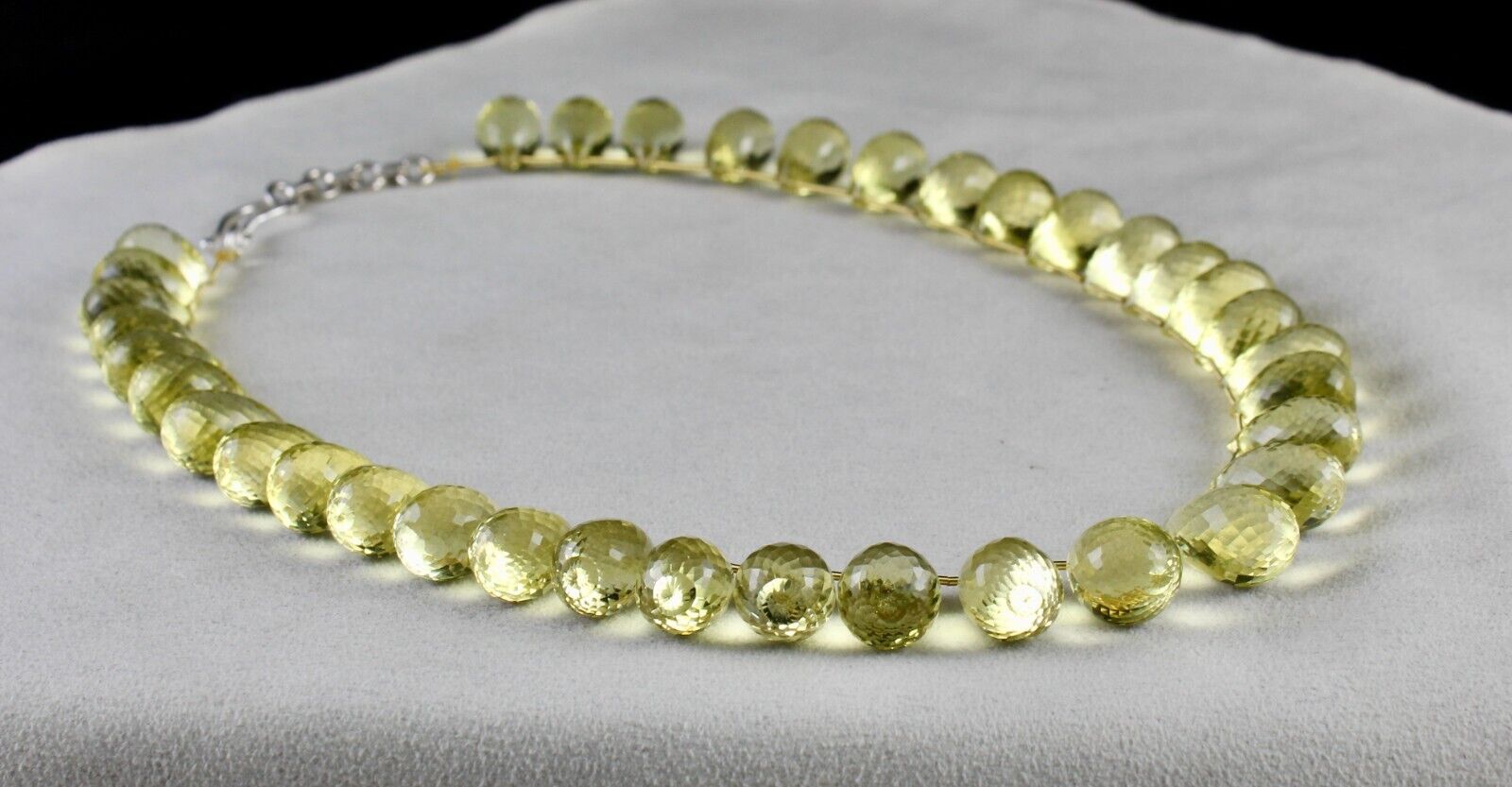 Natural Lemon Quartz Beads 1 L 466 Ct Teardrops Gemstone Silver Finest Necklace