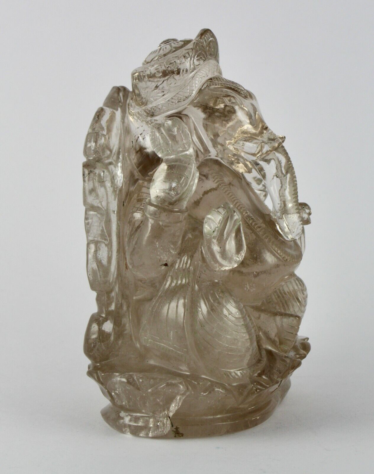 NATURAL SMOKY CRYSTAL QUARTZ 6275 CTS 6 "INCH LORD GANESHA STATUE HOME DECOR