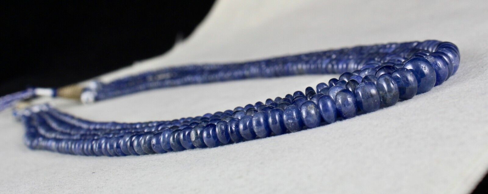 OLD BURMA NATURAL BLUE SAPPHIRE BEADS ROUND 4 LINE 477 CARATS GEMSTONE NECKLACE