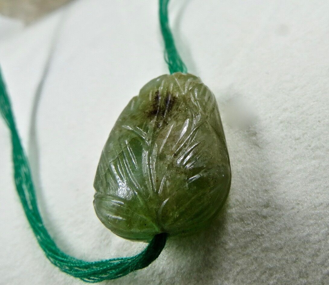 Antique Natural Emerald Bead Engraved Tumble 42.50 Ct Drill Gemstone Designing