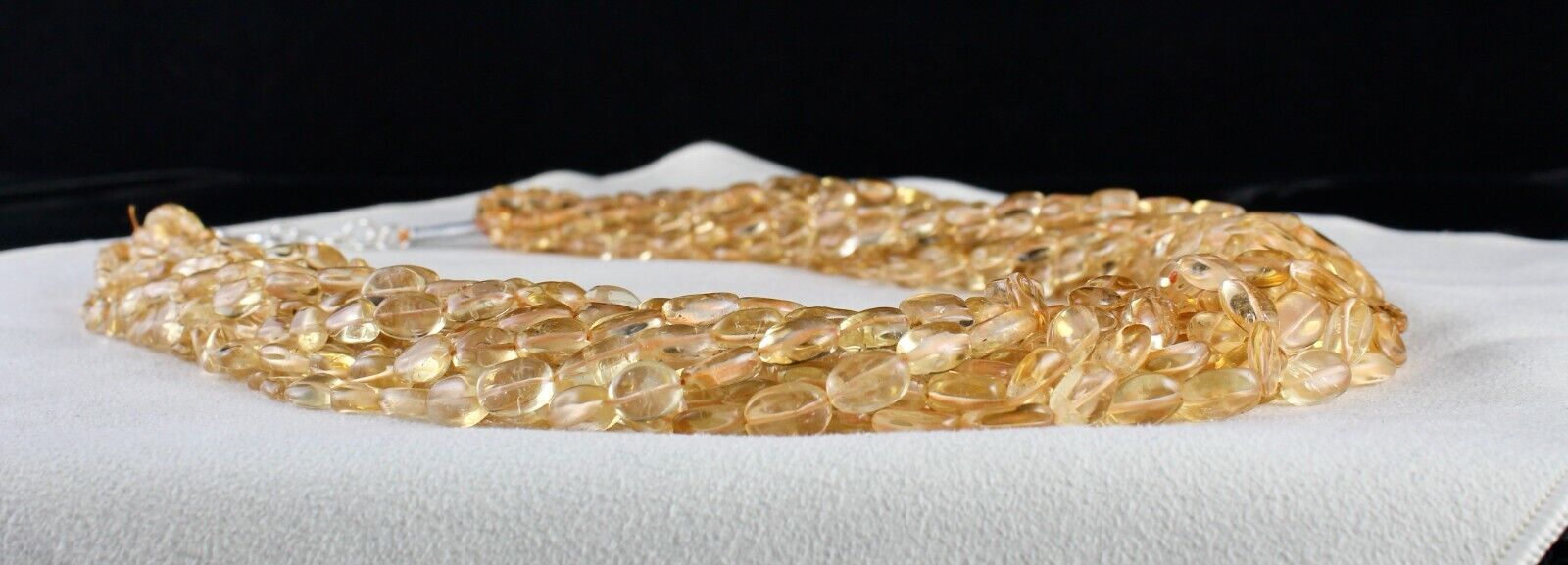 Natural Citrine Beads Cabochon 14 L 1295 Ct Yellow Gemstone Silver Necklace