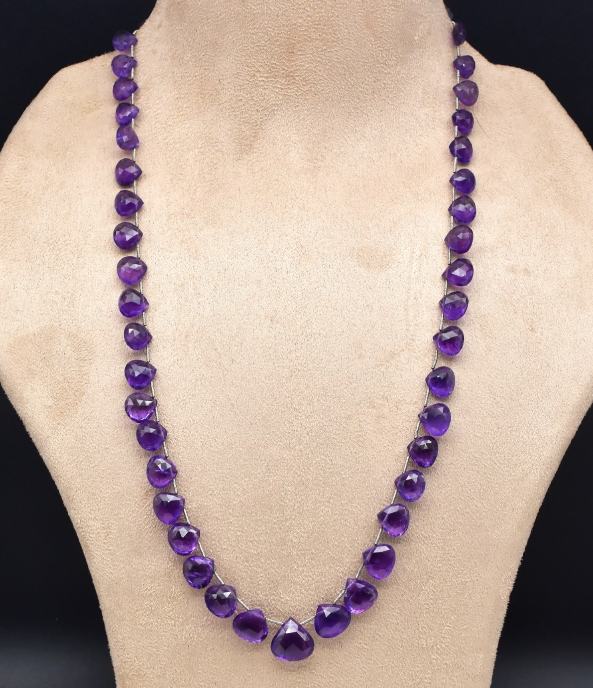Natural Amethyst 783ct Beads Tear Drops 14mm Purple Gemstone Necklace