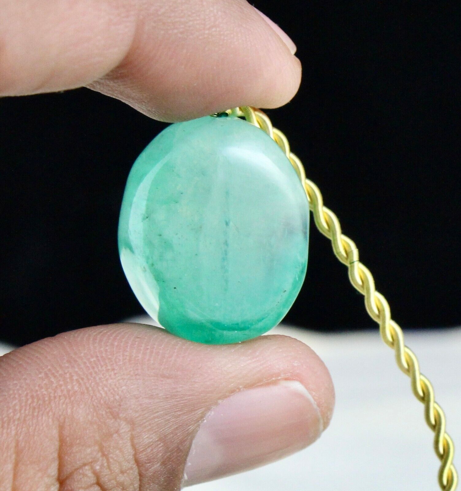 NATURAL COLOMBIAN EMERALD DRILLED BEAD TUMBLE 48.93 CARAT GEMSTONE FOR DESIGNING