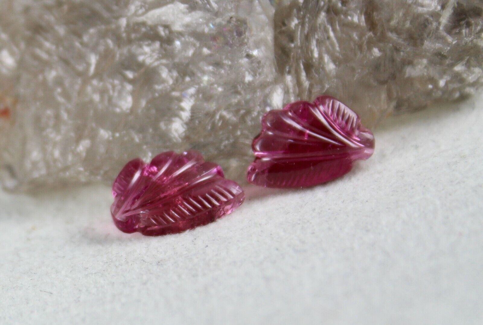 FINE NATURAL MULTI PINK TOURMALINE CARVED 4 PCS 15 CARATS GEMSTONE FOR EARRING