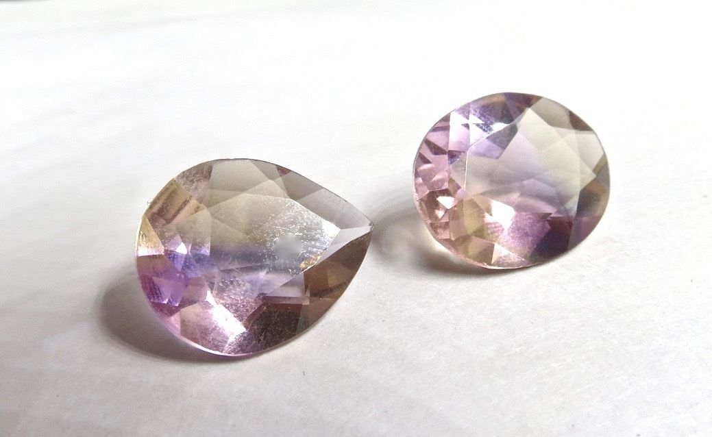 NATURAL AMETRINE CUT OVAL & PEAR 2 PCS 24.30 CARATS GEMSTONES FOR RING & PENDANT