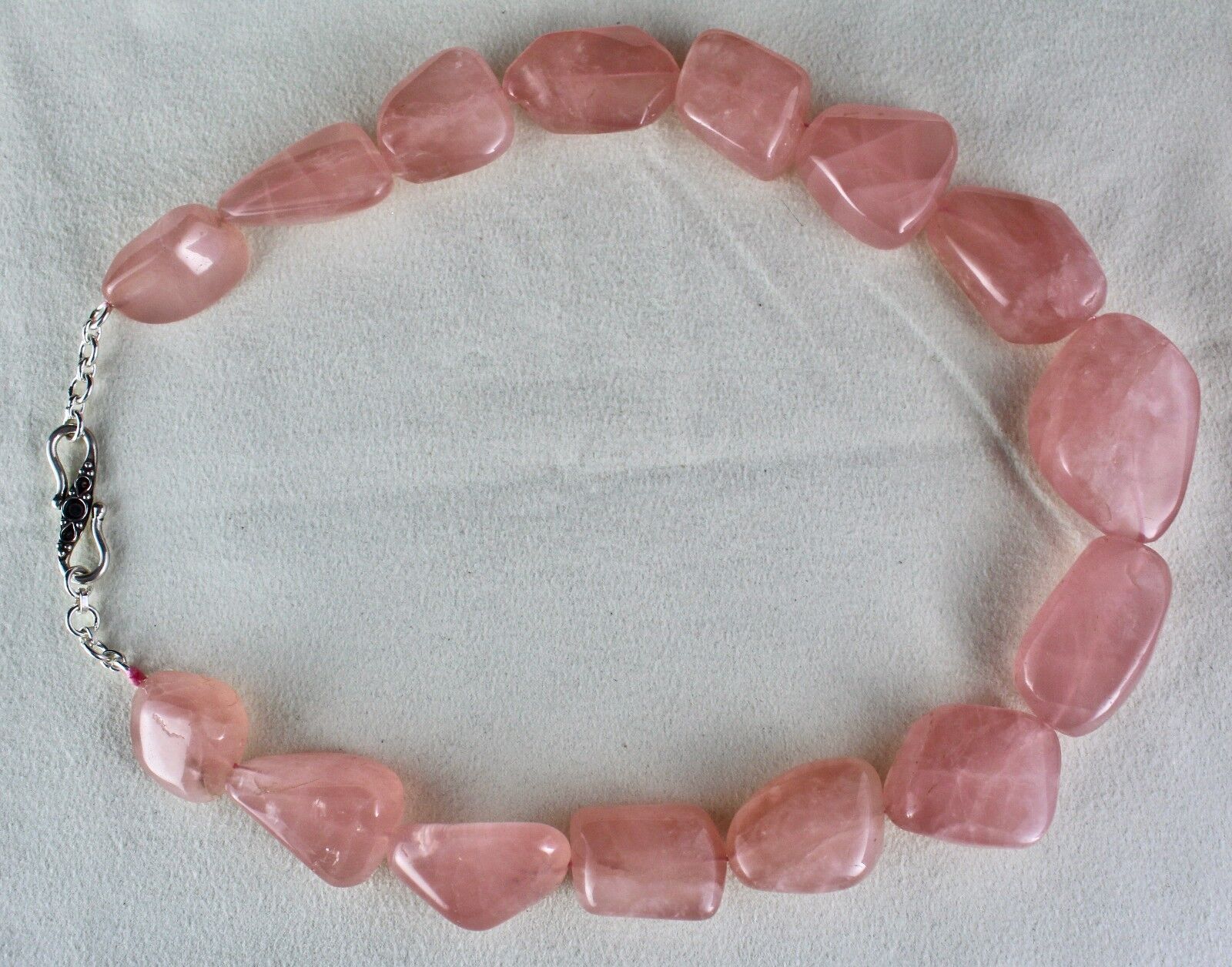 NATURAL ROSE QUARTZ TUMBLE CABOCHON BEADS 1 LINE 1280 CARATS GEMSTONE NECKLACE