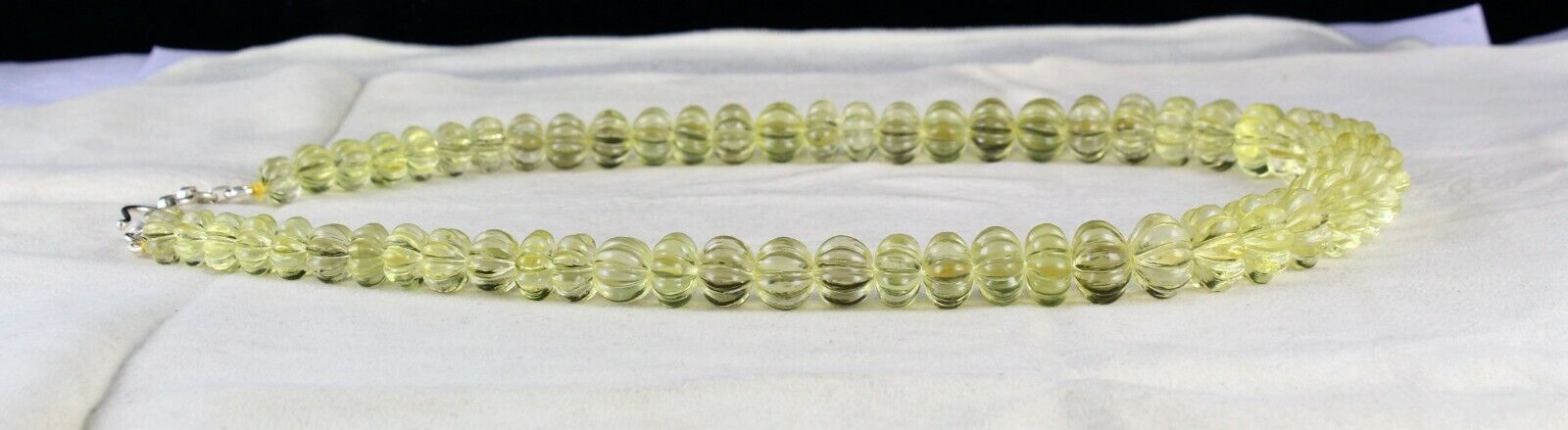 Natural Lemon Quartz Beads Carved 523 Ct Semi Precious Gemstone Necklace