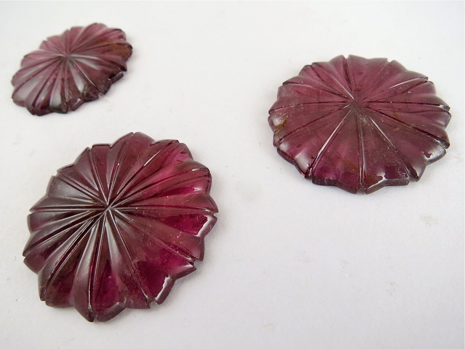 NATURAL PINK TOURMALINE CARVED FLOWER 3 PCS 199 CARATS GEMSTONE FOR PENDANT SET