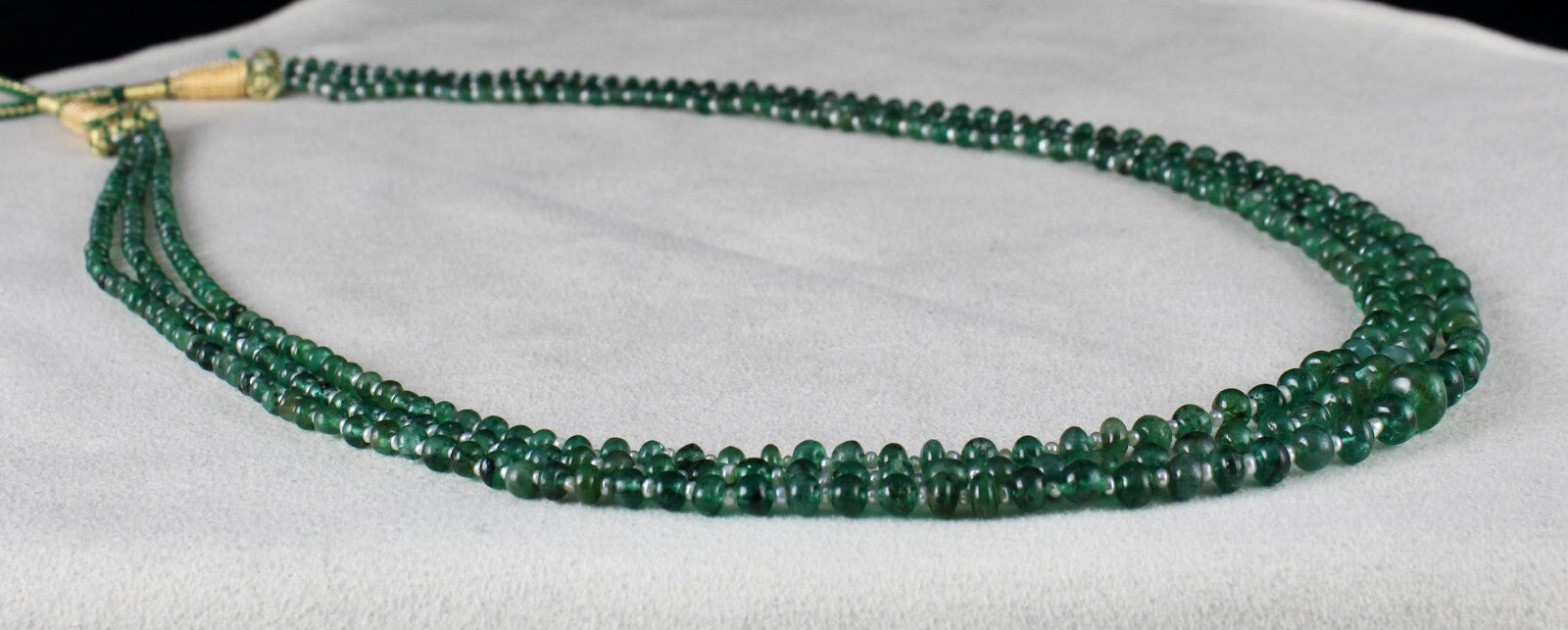 Certified Natural Emerald Pearl Round 3L 147 Ct  Beaded Green Gemstone Necklace