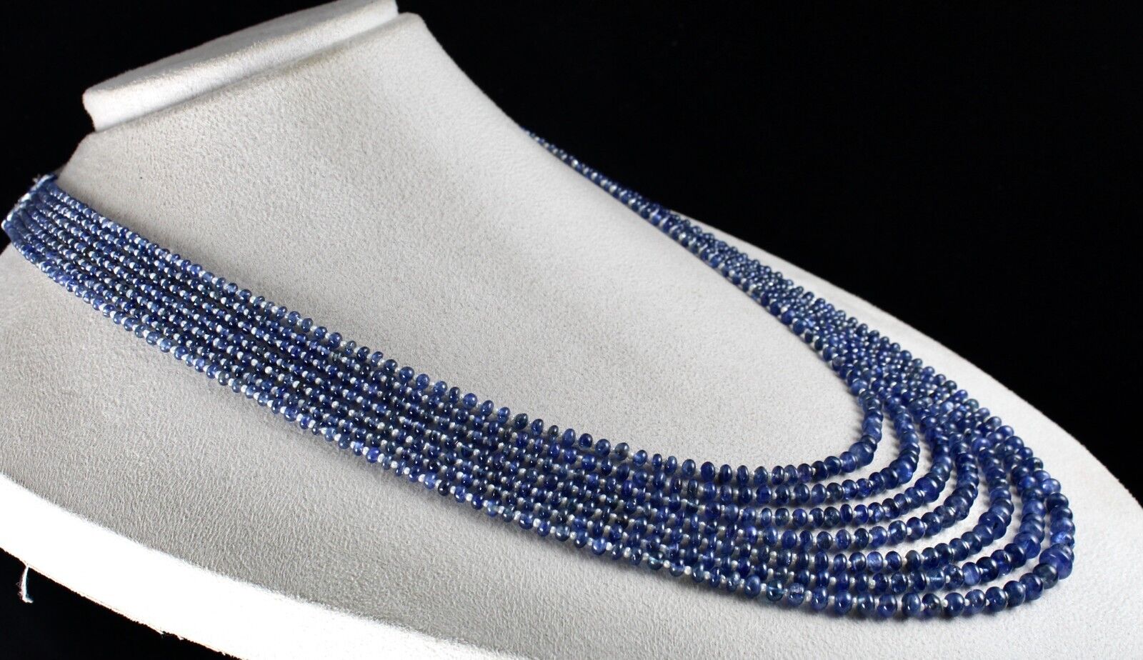 NATURAL BLUE SAPPHIRE PEARL BEADS ROUND 7 LINE 464 CTS GEMSTONE FINEST NECKLACE