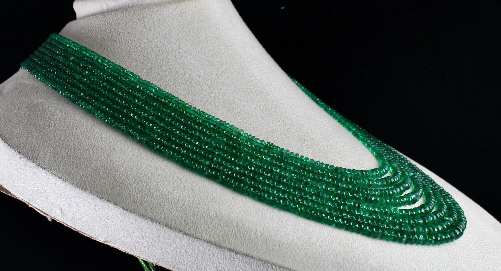 Natural Zambian Emerald Necklace 599 Ct Faceted Round Beads Certified Jewelry