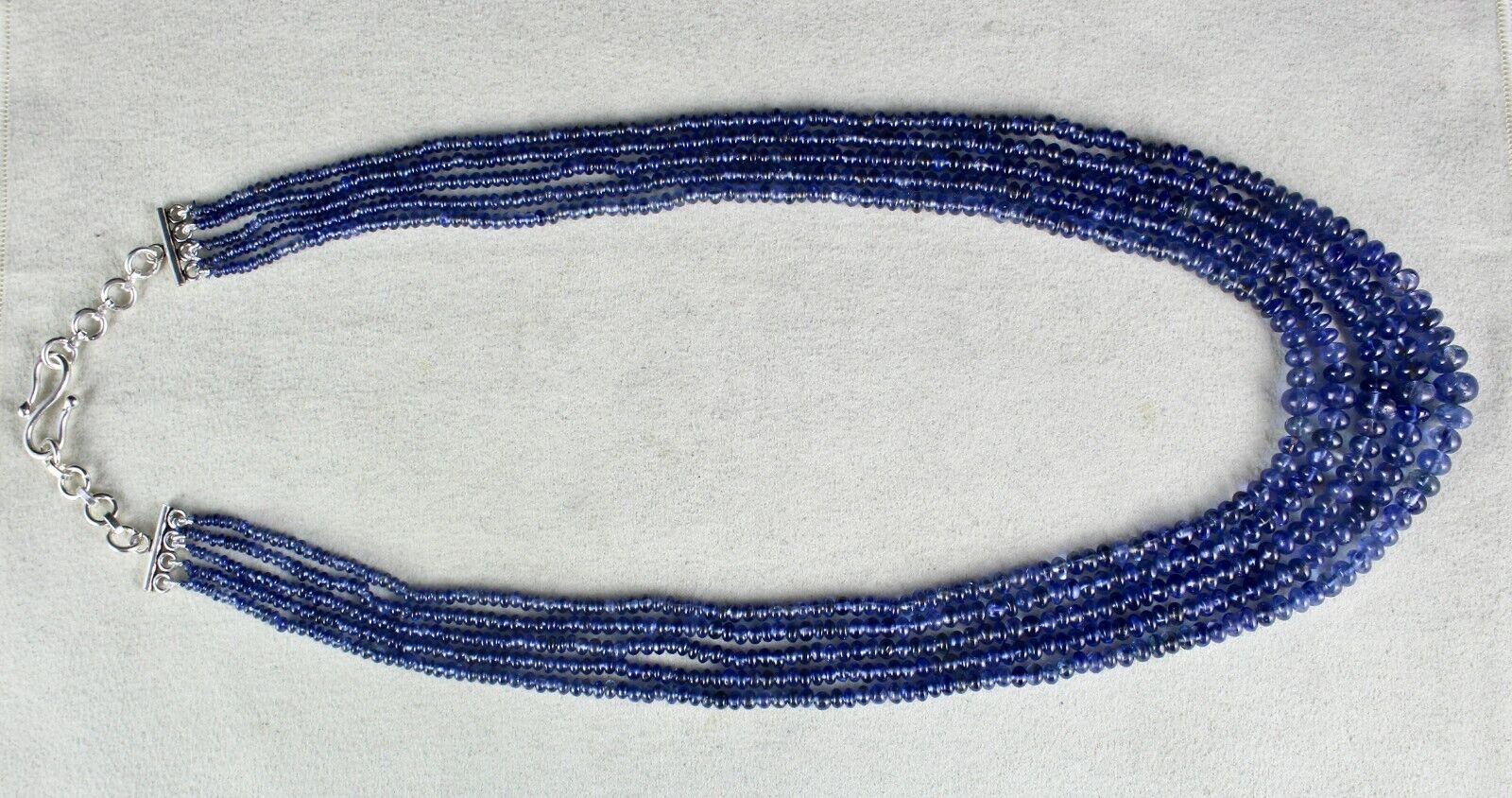 NATURAL OLD BURMA BLUE SAPPHIRE BEADS ROUND 5 L 395 CT GEMSTONE SILVER NECKLACE