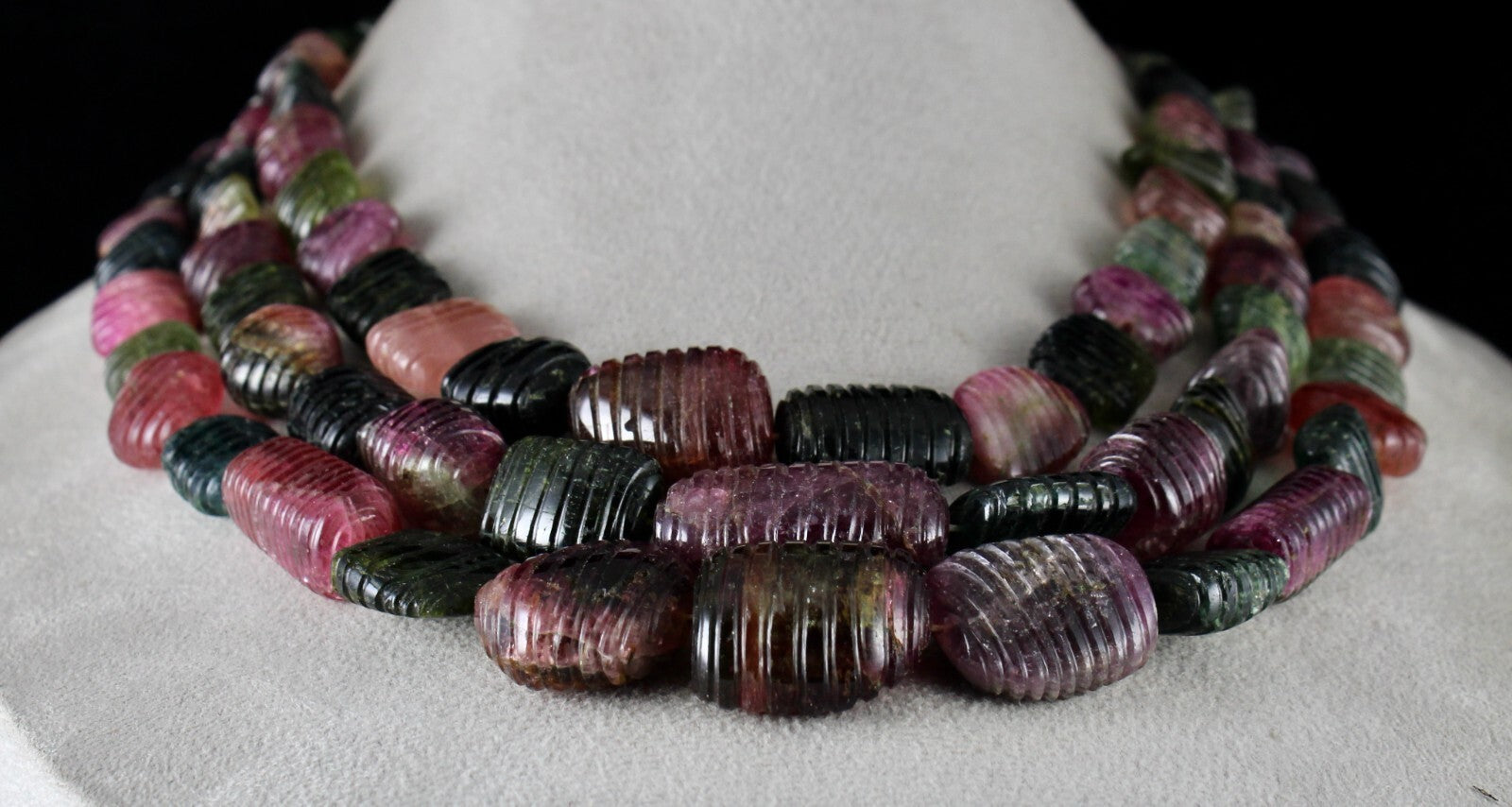 Natural Multi Tourmaline Carved Tumble 1942 Ct Gemstone Necklace