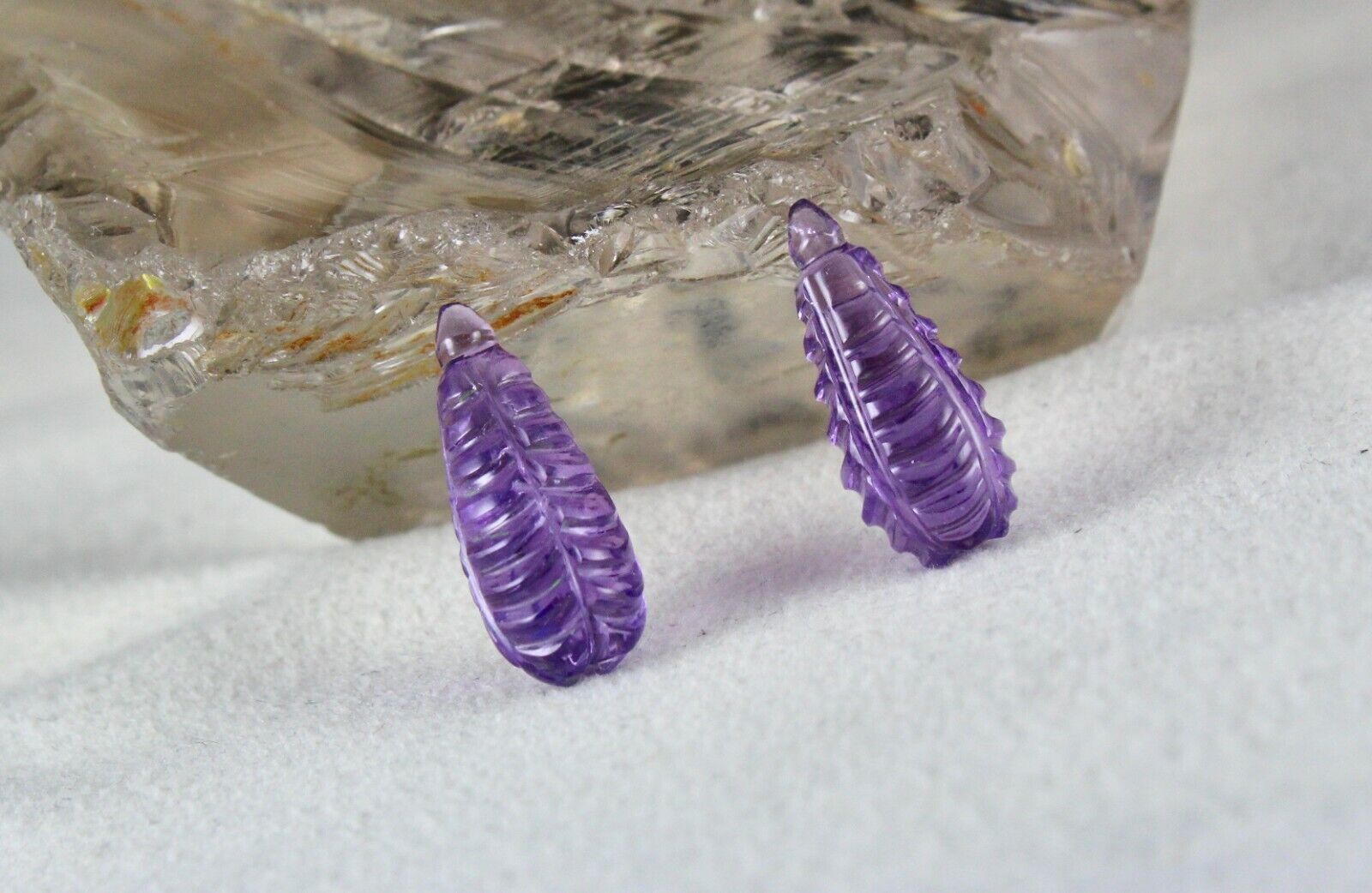 NATURAL AMETHYST CARVED DROPS 11 PCS 71 CTS LOOSE GEMSTONE EARRING NECKLACE SET