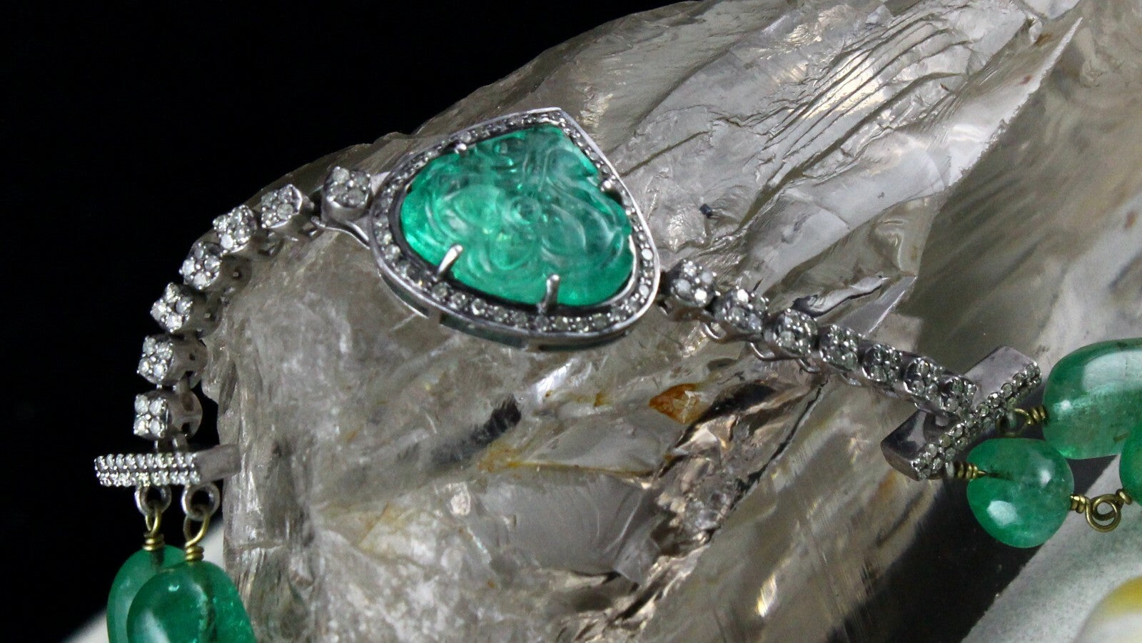 Certified Estate Aaa+ Natural Colombian Emerald 670 Ct Beads Necklace For Women