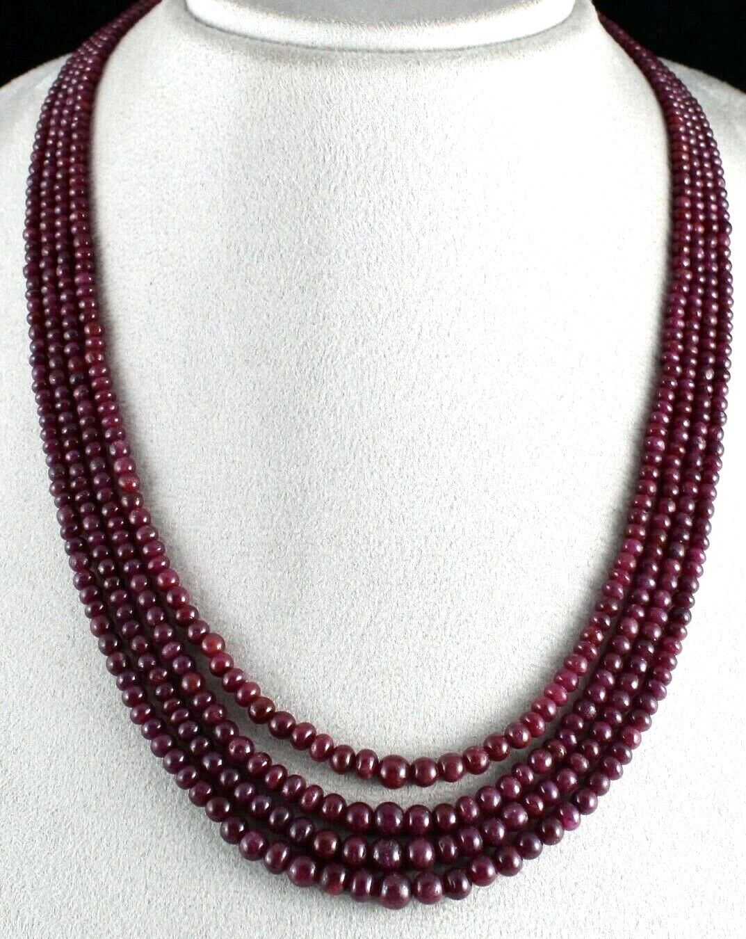 Certified Natural Ruby 439 Ct Round Beads Gemstone Necklace For Women