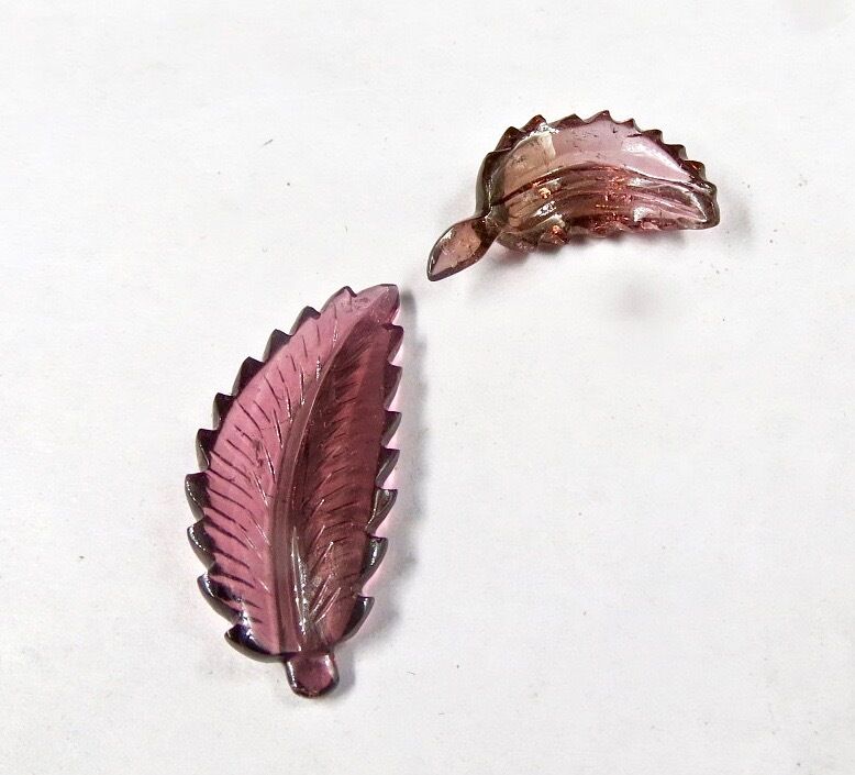 NATURAL TOURMALINE CARVED LEAVES 2 PCS 19.49 CARATS GEMSTONE FOR DESIGNING 