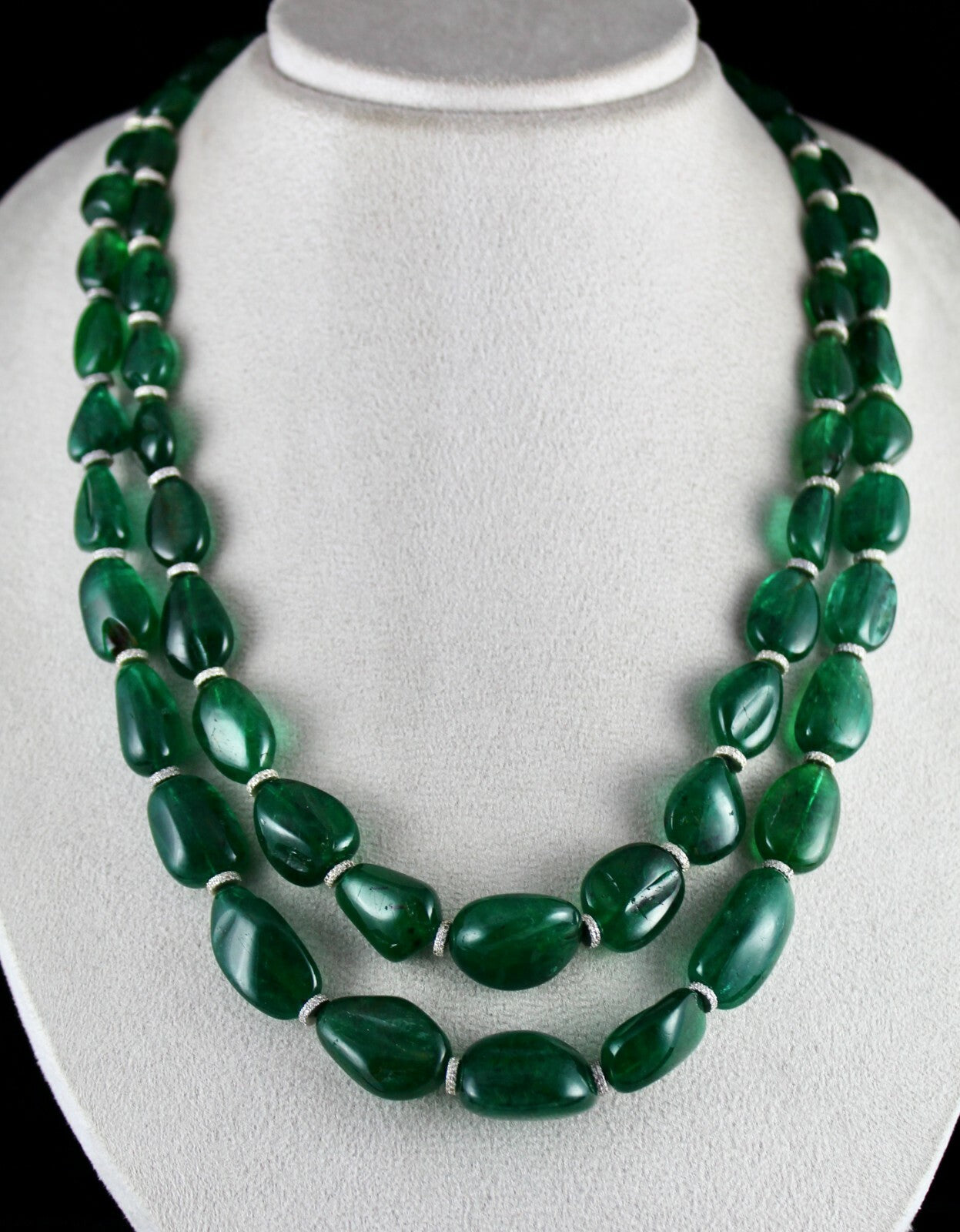 Certified Classic Natural Emerald Cabochon Beads 892 Ct Gemstone Necklace