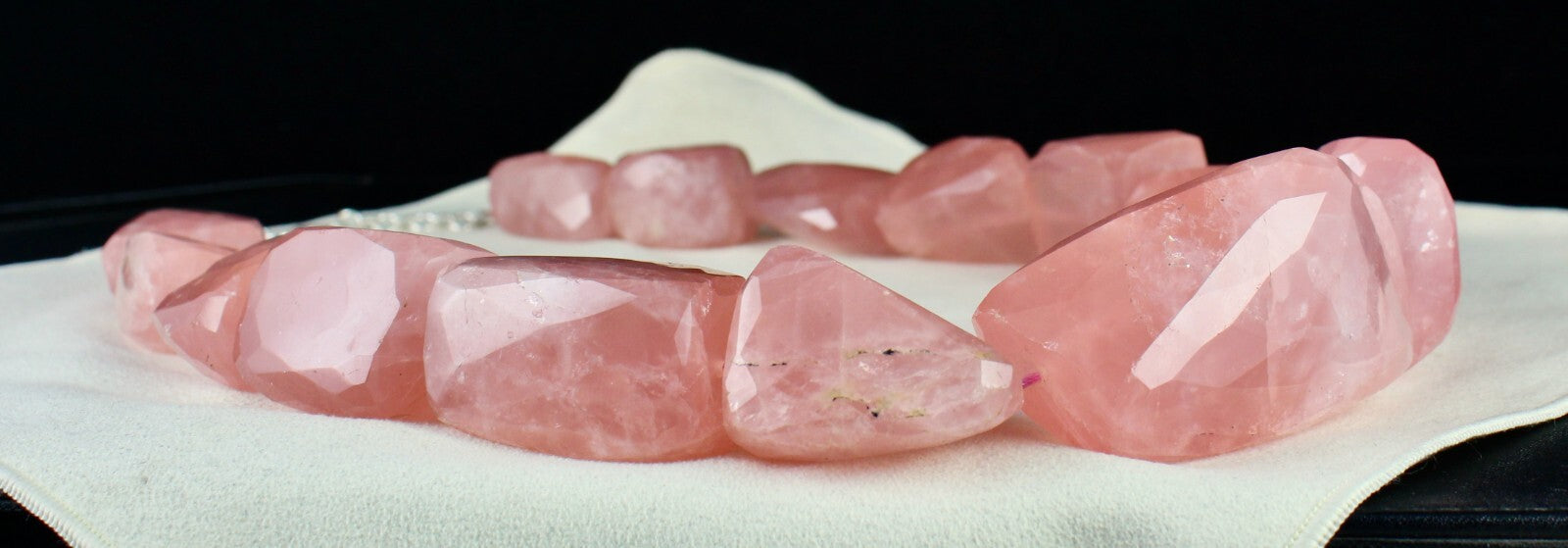 Certified Natural Rose Quartz Faceted Beads 3523 Ct Sterling Silver Necklace
