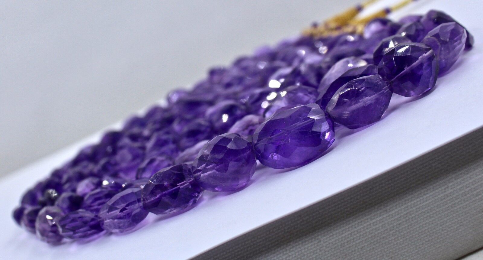 NATURAL PURPLE AMETHYST BEADS FACETED NUGGET 3 LINE 833 CARATS GEMSTONE NECKLACE