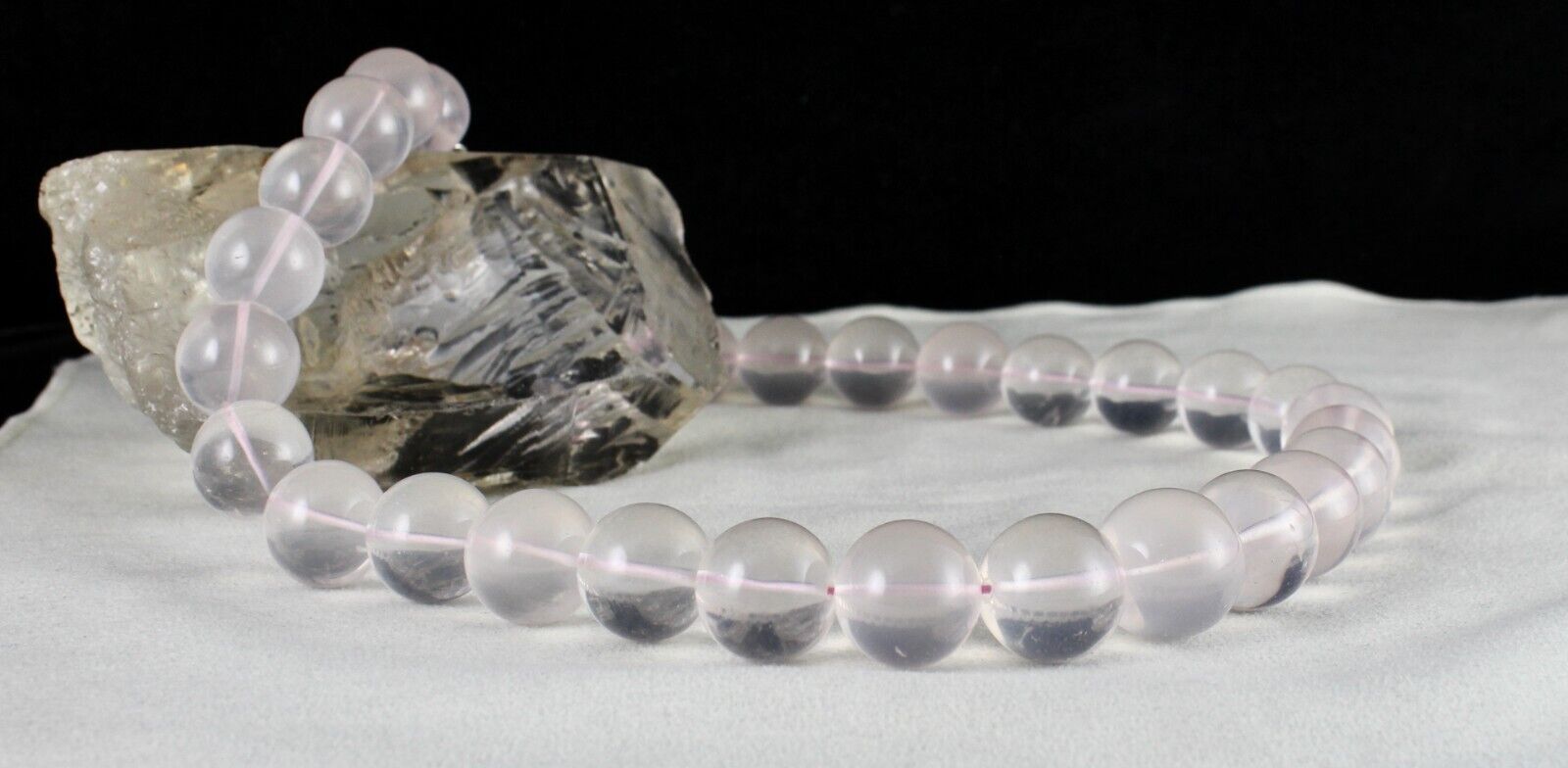 NATURAL ROSE QUARTZ BEADS ROUND 1 LINE 1041 CT GEMSTONE FASHION SILVER NECKLACE