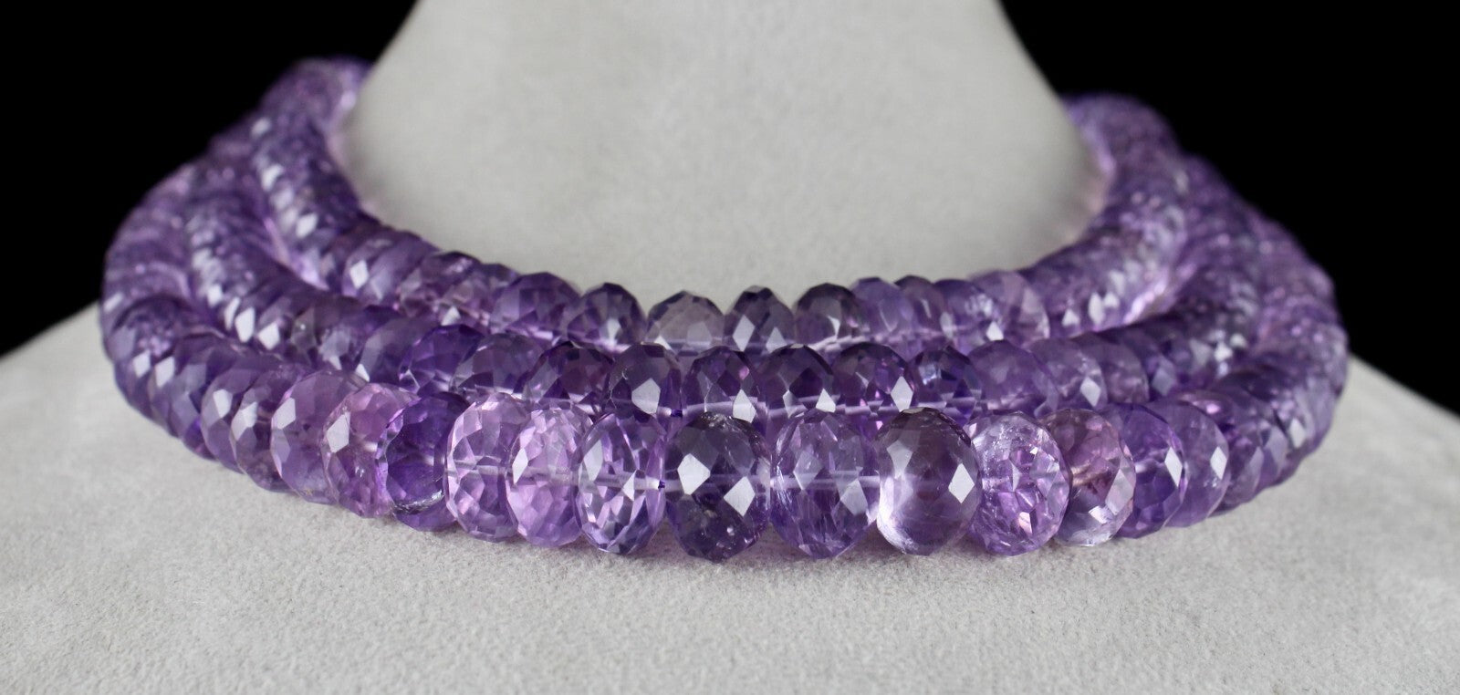 Certified Natural Brazilian Amethyst 1643 Ct Faceted Beads Gemstone Necklace