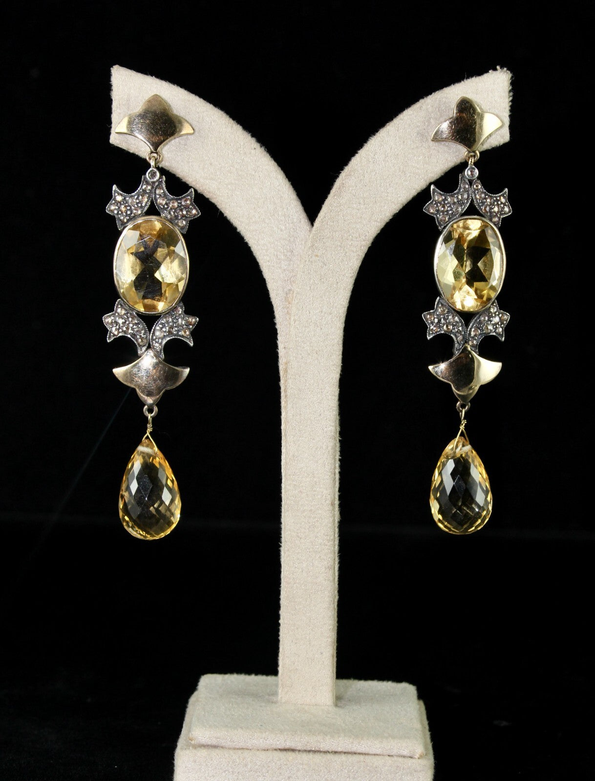 Certified Natural Citrine 10ct Natural Diamond 18k Gold Sterling Silver Earrings