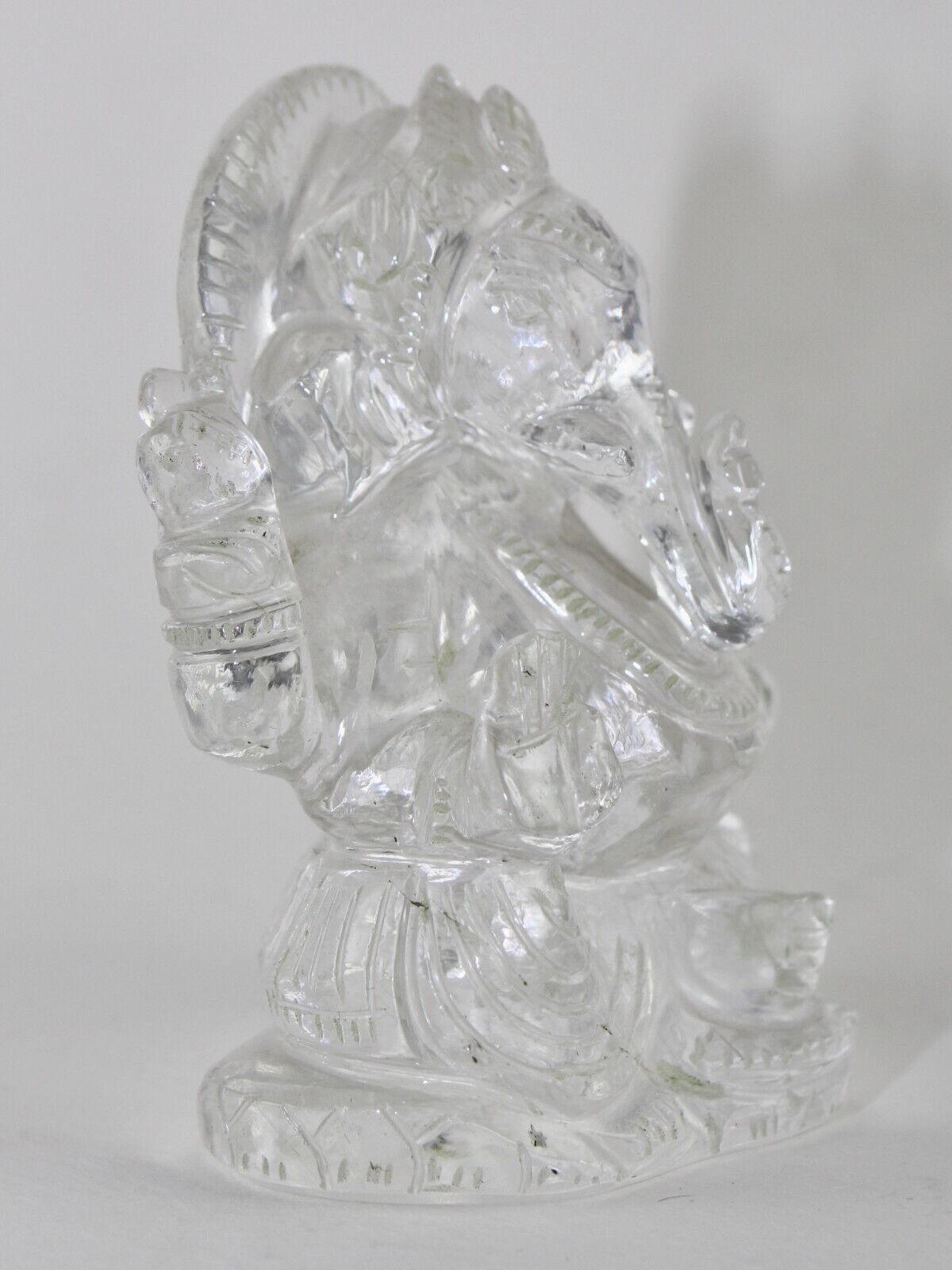 Natural Rock Crystal Quartz 3 In 826 Ct White Lord Ganesha Statue For Home Decor