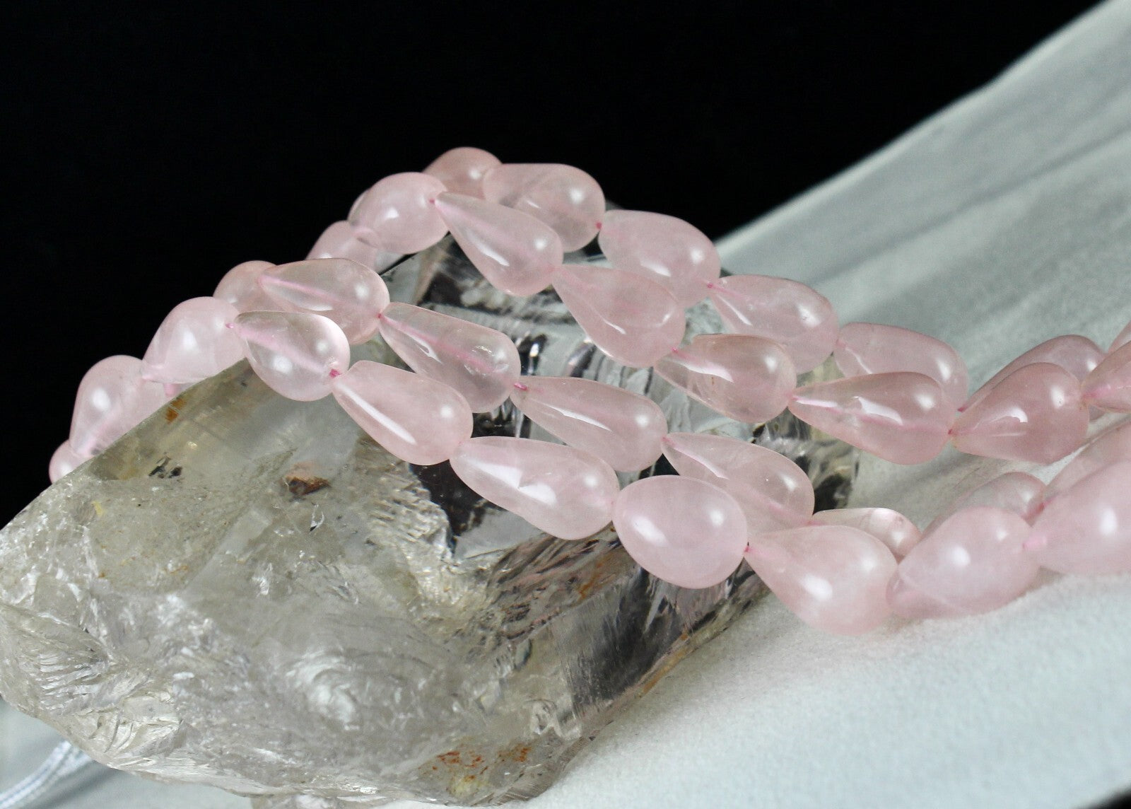 Natural Rose Quartz 574ct Beads Cabochon Gemstone Fashion Necklace