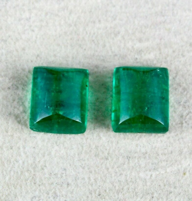 Certified Natural Emerald 15.43 Ct Sugar Loaf Green Gemstone Pair Earrings
