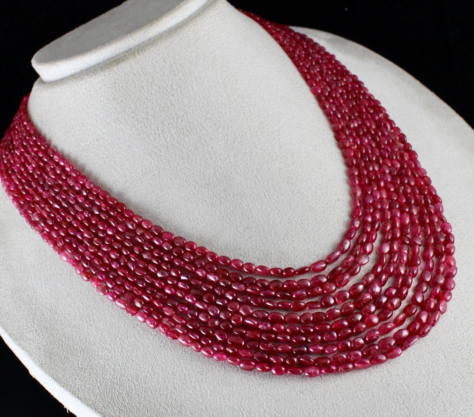 Certified Natural Red Spinel Cabochon Beads Necklace 521 Ct Precious Gemstone