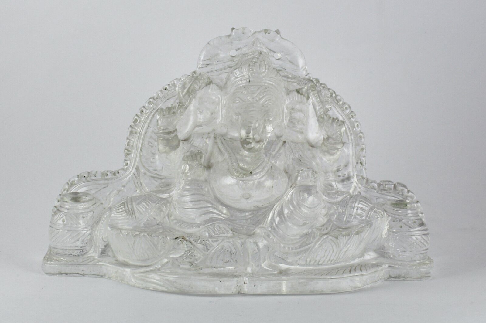 NATURAL ROCK CRYSTAL QUARTZ 12580 CTS 5.75 "INCH LORD GANESHA STATUE HOME DECOR