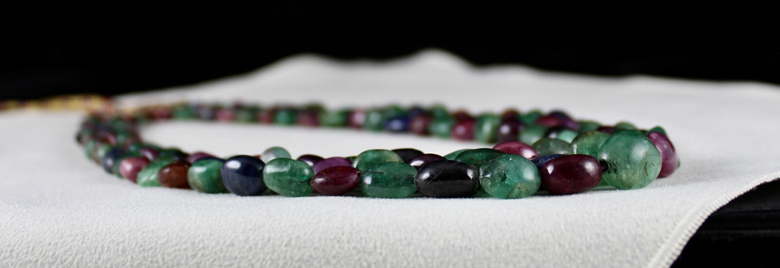 Certified Multi Natural Emerald Ruby Sapphire Beads 572ct Necklace