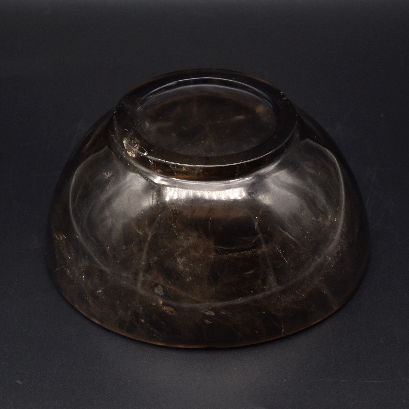 Certified Handmade Natural Smoky Quartz 2242 Ct Carved Round Gemstone Bowl Decor