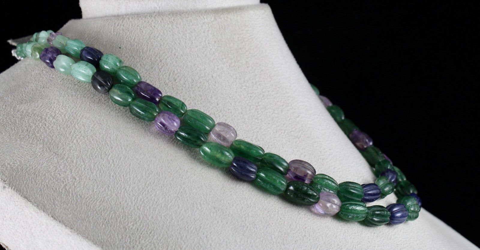 Multi Mix Carved Semi-precious Beads 397ct Gemstone Fashion Necklace