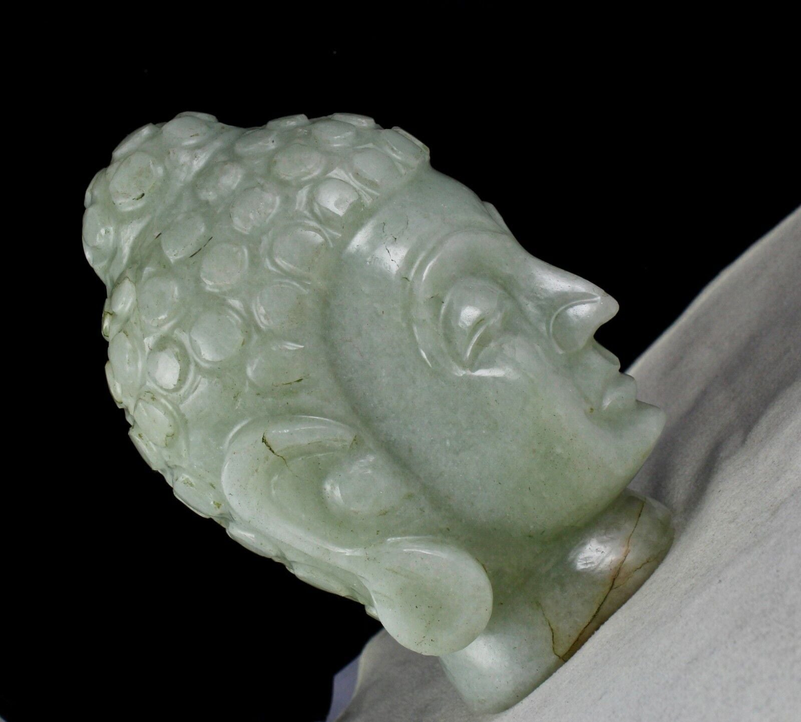 NATURAL INDIAN JADE BUDDHA HEAD 6.5" 10960 CARATS GEMSTONE STATUE FOR HOME DECOR