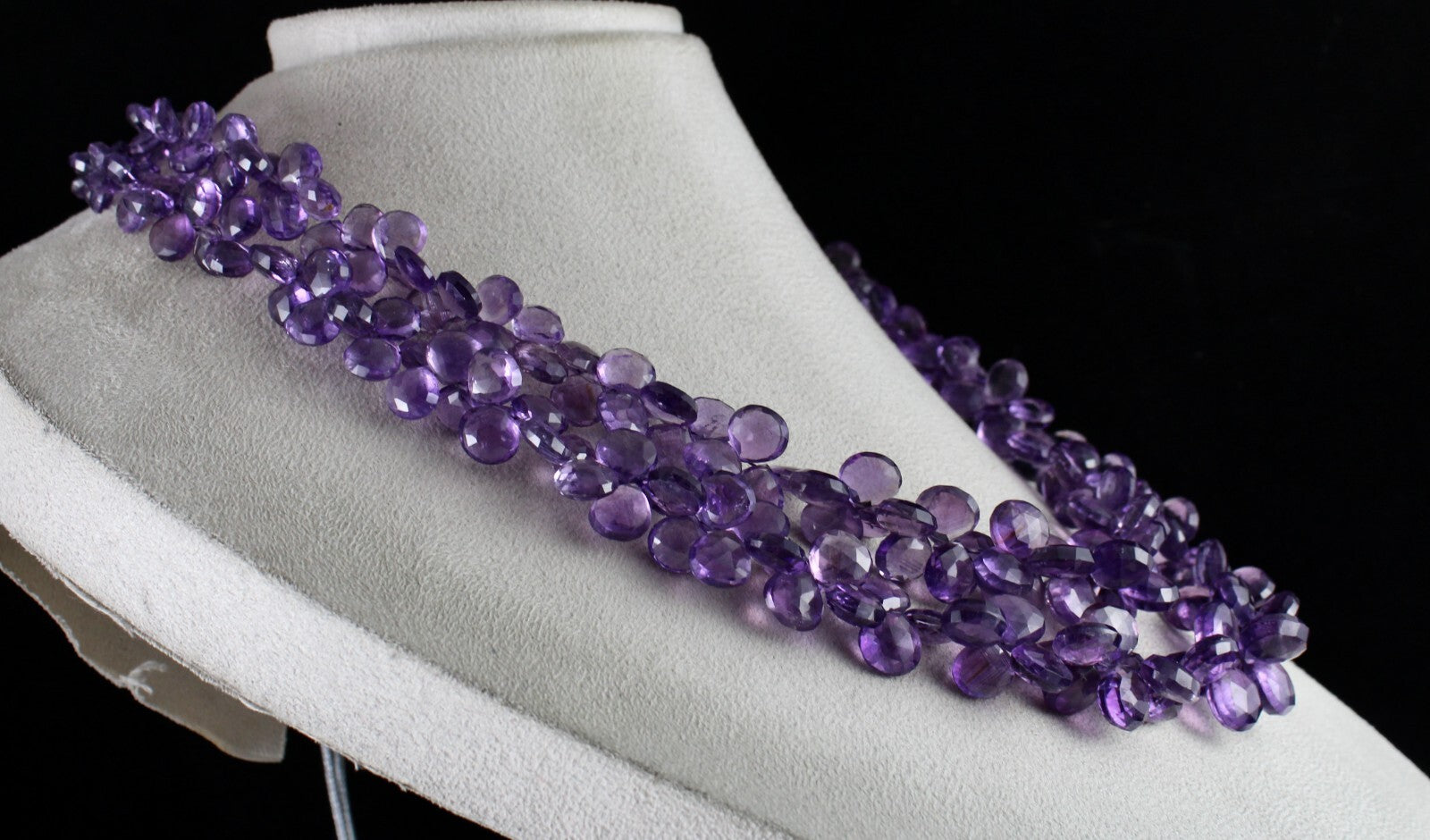 Certified Natural Purple Amethyst 1157 Ct Teardrop Beads 2 L Necklace For Women