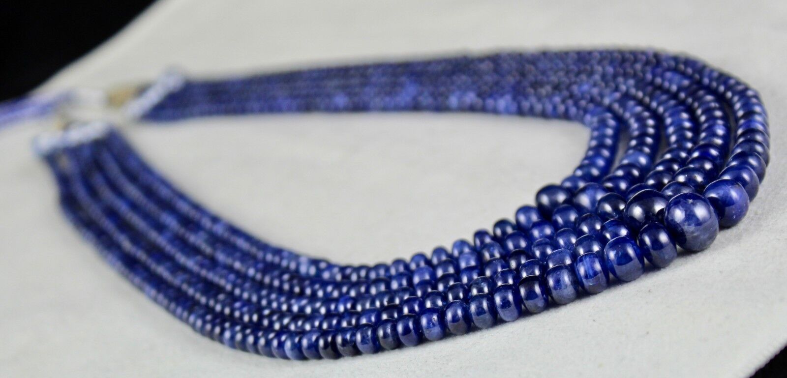 BURMESE BLUE SAPPHIRE BEADS ROUND 5 LINE 614 CTS GEMSTONE COLLECTORS NECKLACE