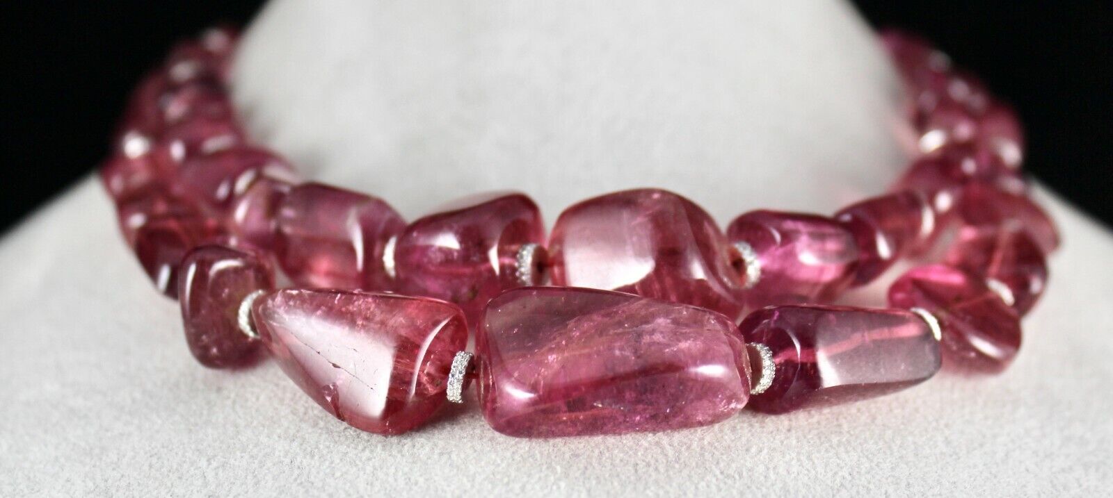 Certified Natural Rubellite Pink Tourmaline Bead 1027 Ct Stone Cocktail Necklace