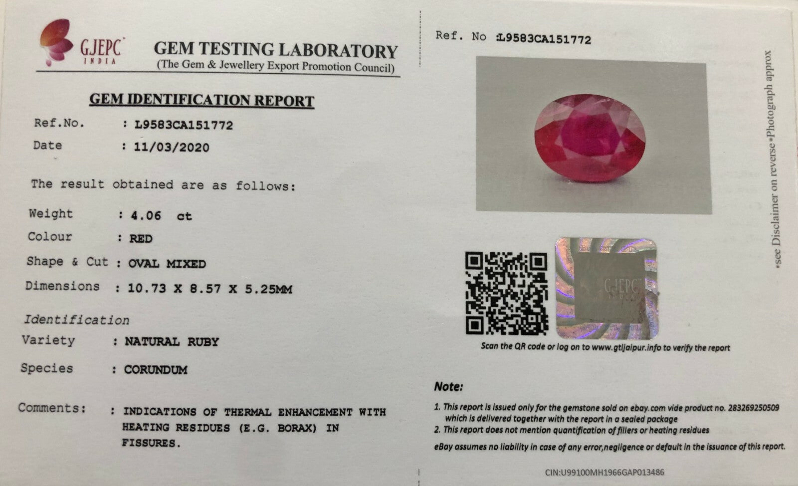 Certified Natural Heated Burmese Ruby 4.06 Ct Gemstone Ring Pendant For Women