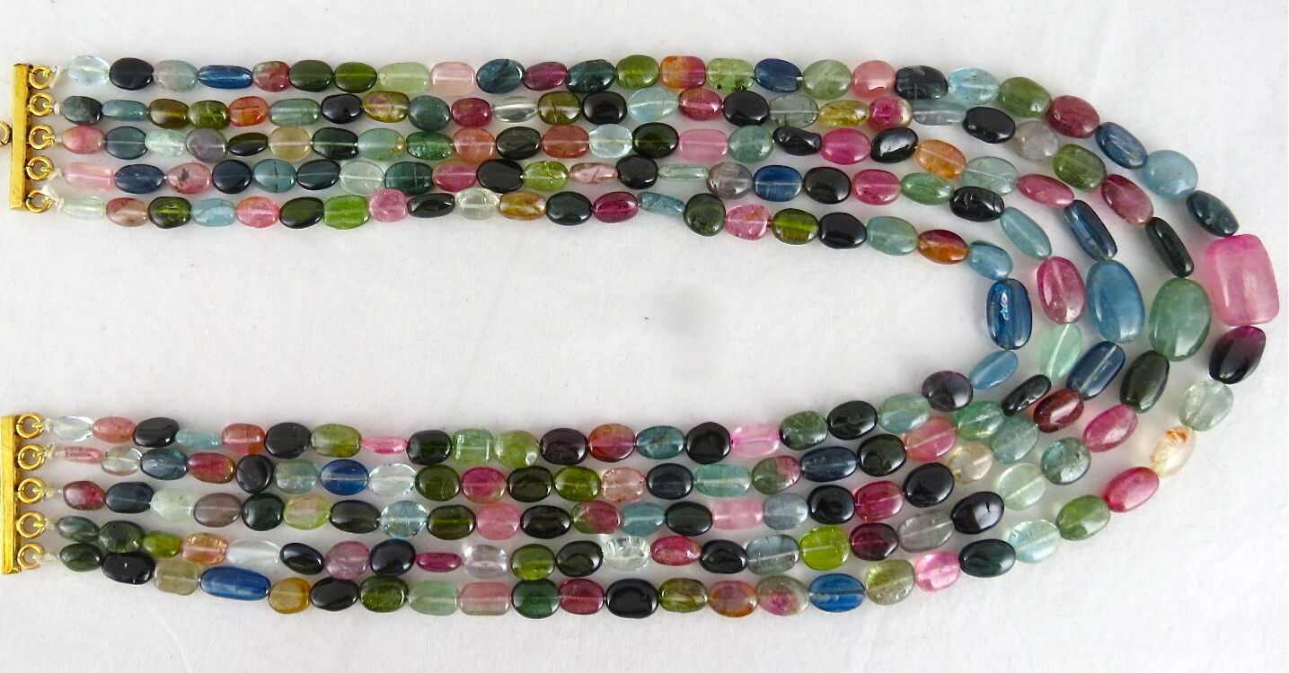 Natural Multi Tourmaline Aquamarine Beads 848 Ct Gemstone Fine Cocktail Necklace