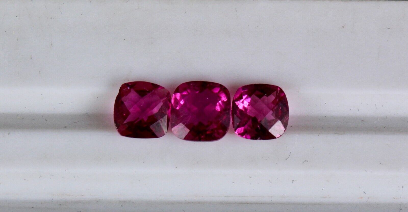 NATURAL RUBELLITE PINK TOURMALINE CUSHION CUT 3 PC 4 CARAT GEMSTONE RING PENDANT