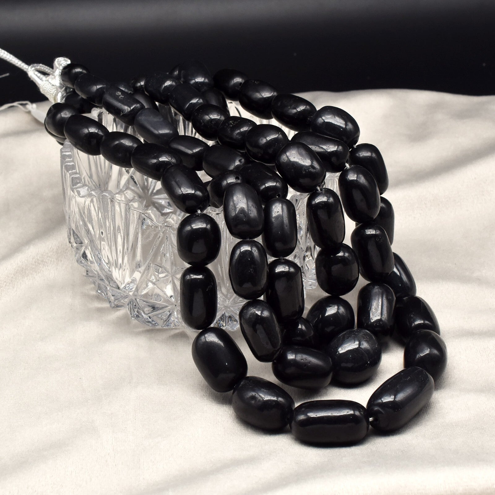 Natural Black Jade Beads Gemstone Fashion Necklace 2107 Ct 30mm Long 3 L