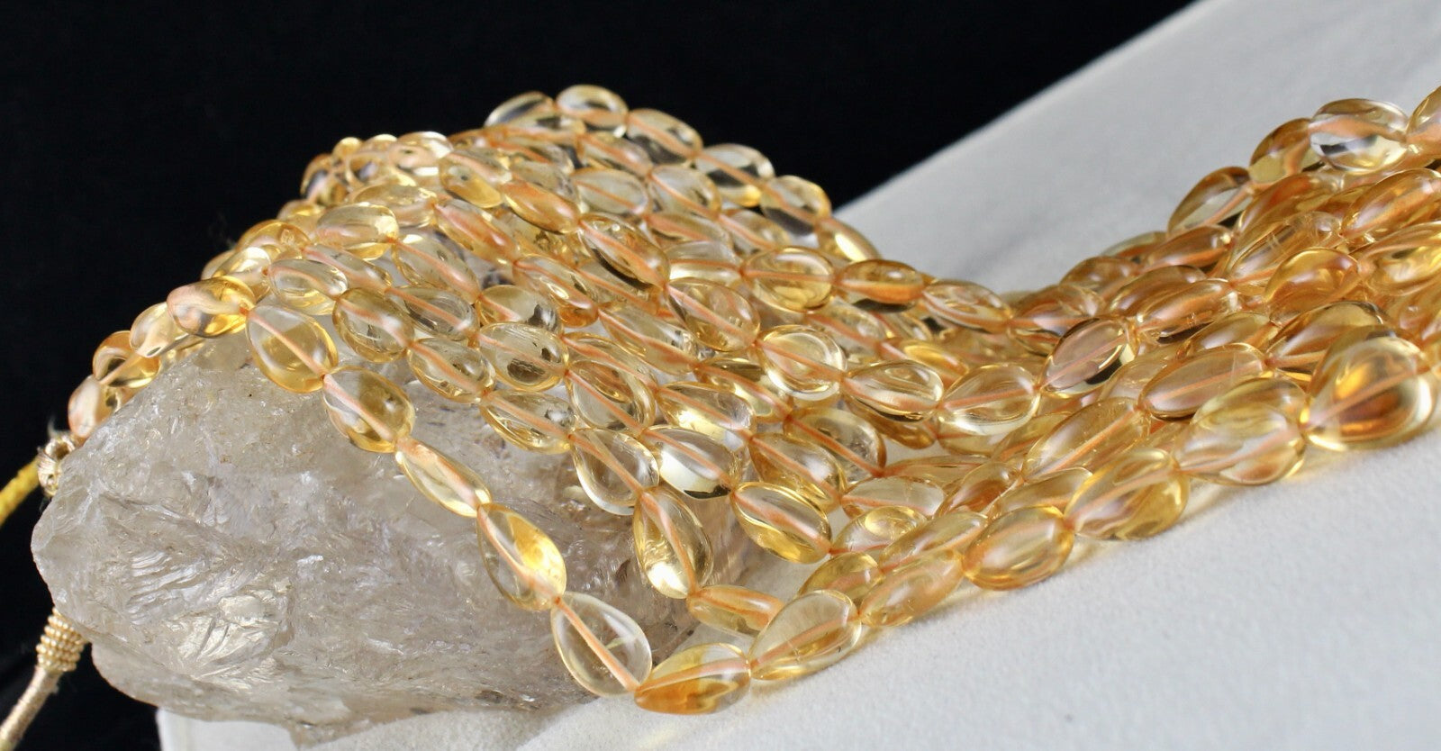 Certified Natural Yellow Citrine 1267 Ct Teardrop Beads Fashion Necklace