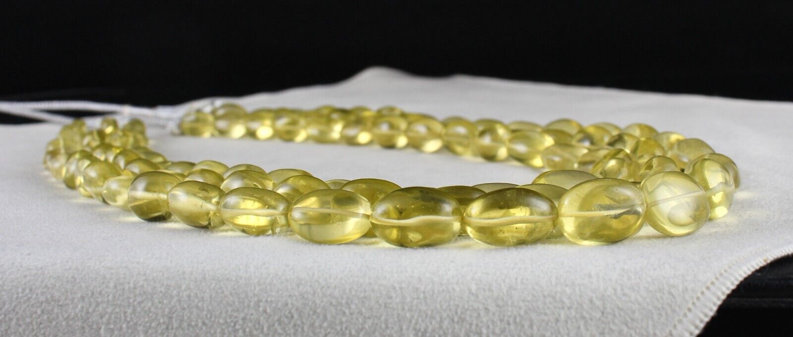 NATURAL LEMON QUARTZ BEADS LONG 3L 846 CT SEMI PRECIOUS YELLOW GEMSTONE NECKLACE